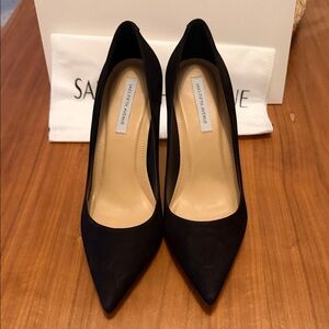 Saks Fifth Avenue Black Suede Pointed-Toe Pumps